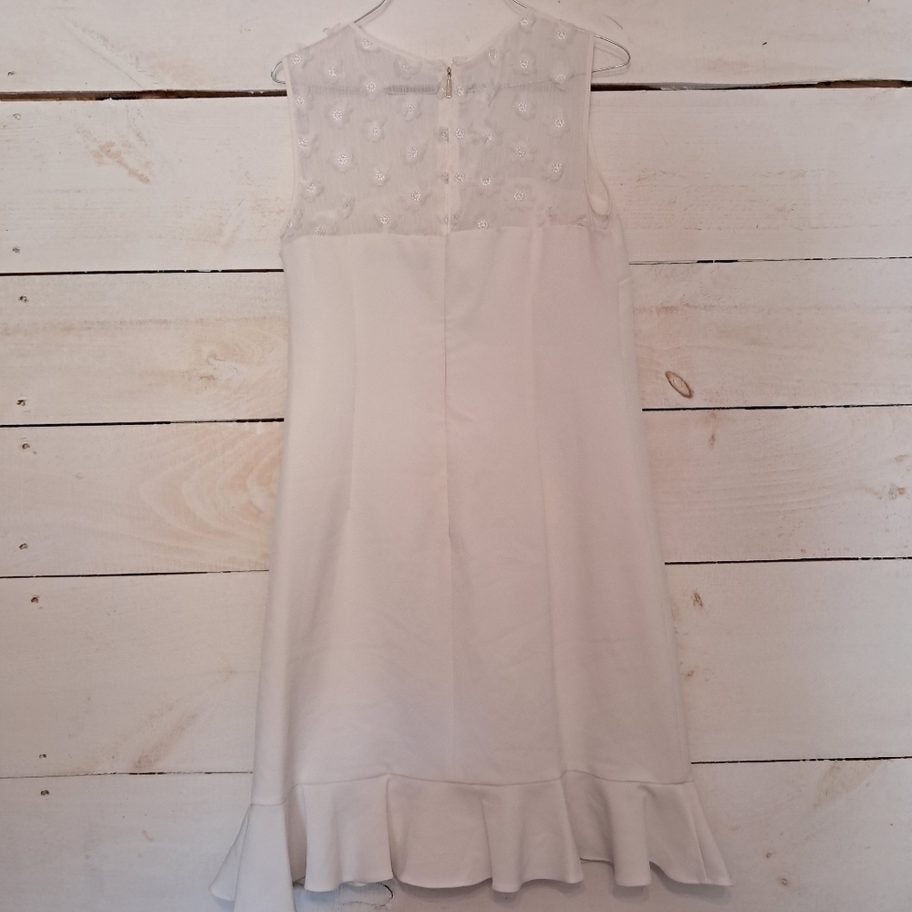 Karl Lagerfeld Paris Women's White Sleeveless Floral Applique Dress Size 6 - Picture 2 of 10